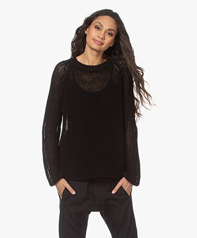 Woman by Earn Lova Open Knitted Sweater - Black
