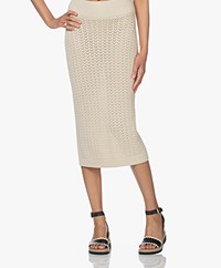 I Love Mr Mittens Knitted Cotton Midi Skirt - Ivory