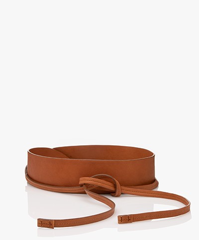 Pomandère Leather Tie Waist Belt - Terracotta