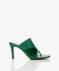 Closed Leather Mules - Emerald Green