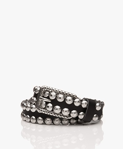Zadig & Voltaire Sea Leather Belt with Studs - Black