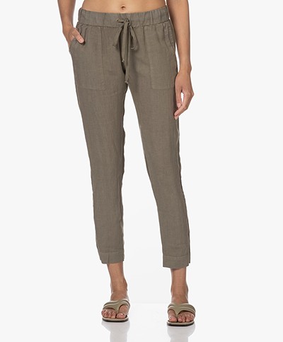 Enza Costa Easy Linen Relaxed-fit Pants - Dark Sage