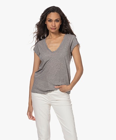 James Perse V-neck T-shirt in Extrafine Jersey - Heather Grey