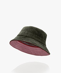 Baindoux Giza Cotton French Terry Reversible Bucket Hat - Olive
