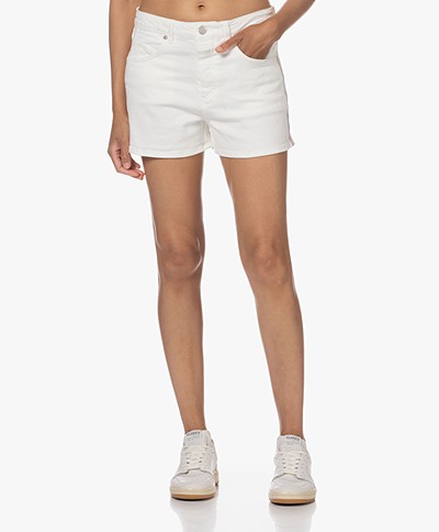 Closed Klaire Topstitched Denim Shorts - White/Multi