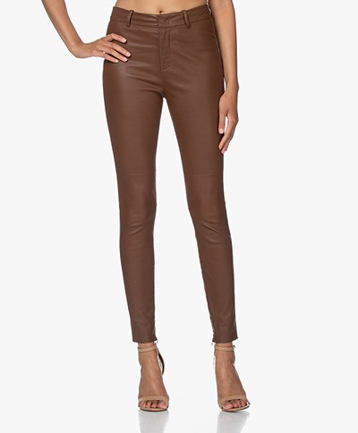 Drykorn Winch Skinny Leather Pants - Brown