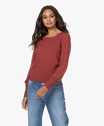 Repeat Cashmere Cable Knit Sweater - Terracotta