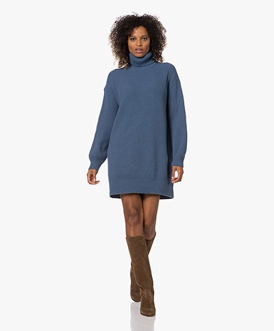 Drykorn Jardany Long Merino Turtleneck Sweater - Blue