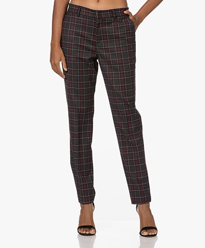 LaSalle Check Wool Blend Pants - Red