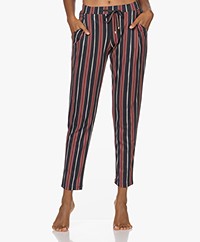 HANRO Sleep & Lounge Printed Jersey Pants - Marsala Stripe