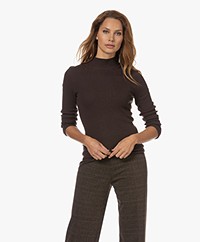 Repeat Rib Knitted Turtleneck Sweater - Chocolate