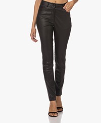 LaSalle Slim-fit Stretch Leather Pants - Black