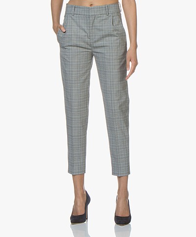 Drykorn Now Checkered Pants - Grey/Light Blue