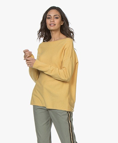 Repeat Cashmere Boothals Trui - Sunflower