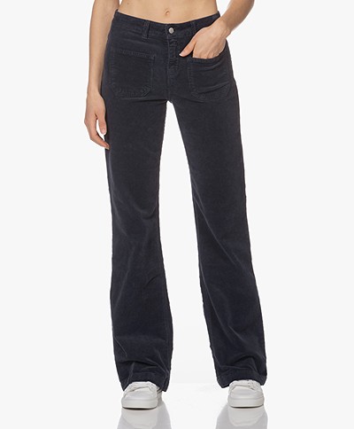 indi & cold Corduroy Flared Pants - Steel Blue