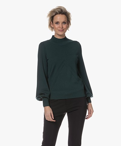 Plein Publique Les Salles Merino Wool Mock Neck Sweater - Dark Green