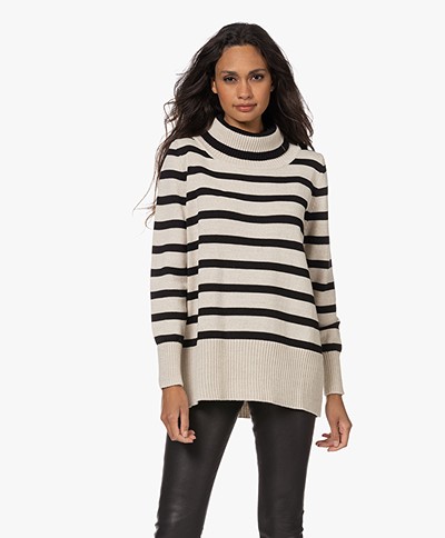 Sibin/Linnebjerg Ally Merino Wool Blend Striped Turtleneck Sweater - Kit/Black