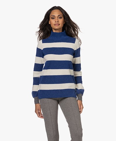 KYRA Kalista Striped Turtleneck Sweater - Bright Indigo