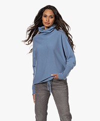 Repeat Wool-Cashmere Turtleneck Sweater with Drawstring - Water