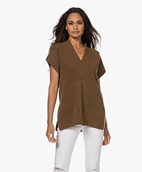 KYRA Evony V-neck Short Sleeve Sweater - Brown Sugar