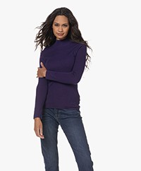Repeat Rib Knitted Turtleneck Sweater - Purple