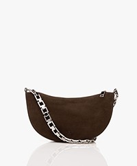 IRO Arc Clutch Suede Leather Bag with Chain - Cocoa