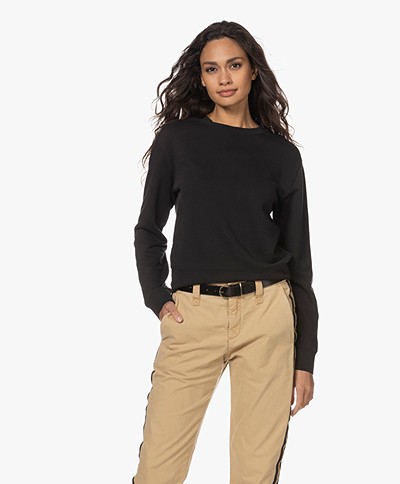 Vince Essential Cotton Blend Cropped Sweatshirt - Black