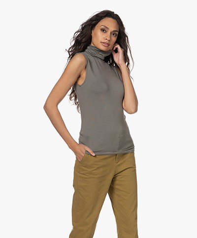 Majestic Filatures Soft Touch Jersey Turtleneck Top - Graphite