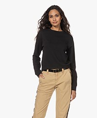 Vince Essential Cotton Blend Cropped Sweatshirt - Black