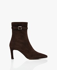Panara Suede Leather Ankle Boots - Dark Brown 