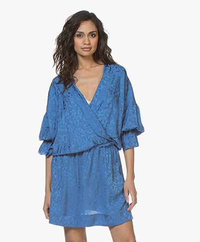 Zadig & Voltaire Riri Jacquard Leopard Silk Dress - Bleu Marguerite