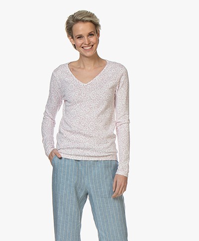 Belluna Jones Cotton Sweater with Print - Rose/Off-white
