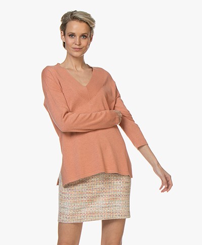 Repeat Fine Knitted V-neck Sweater - Blush