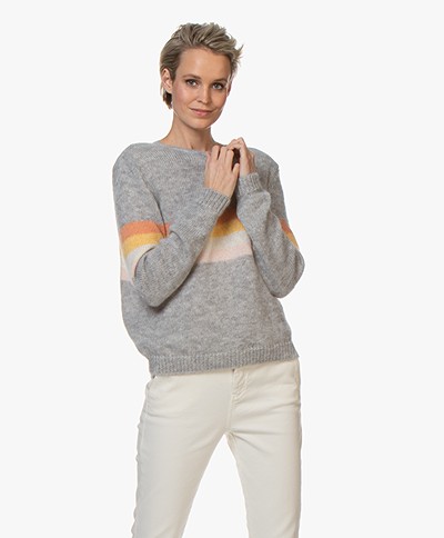 Sibin/Linnebjerg Sky Mohair Blend Striped Sweater - Sweat Grey
