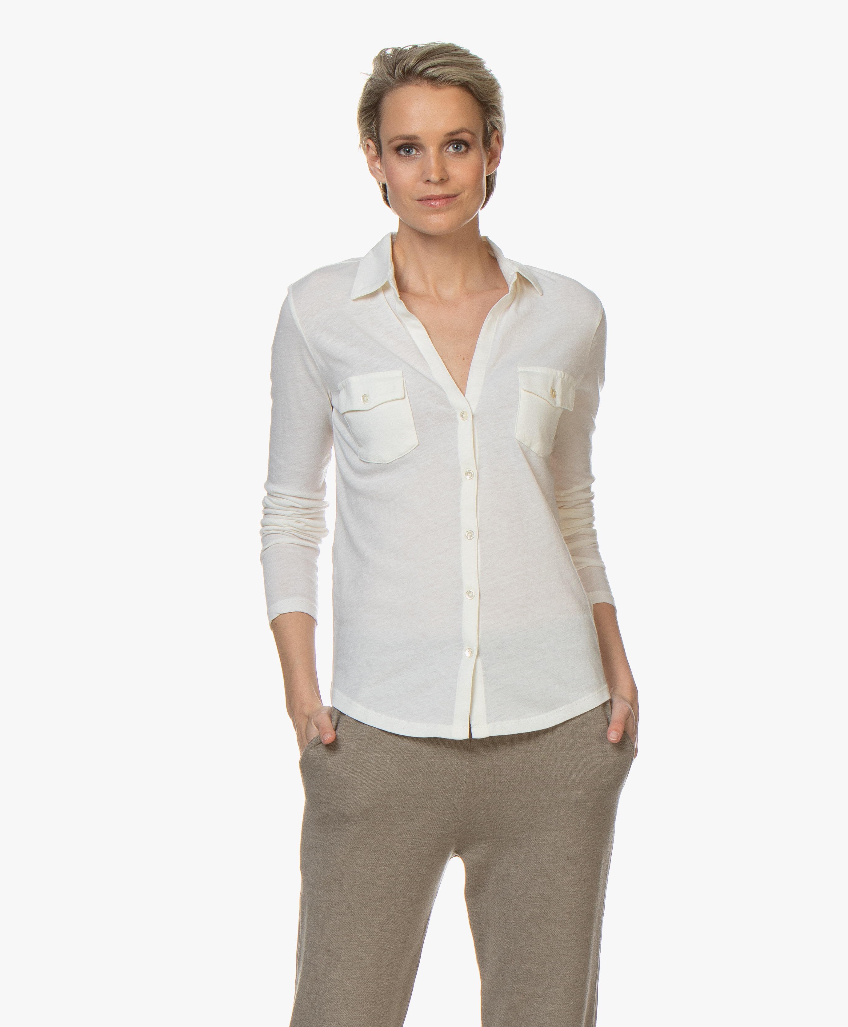 Majestic Filatures Womens Linen Stretch Long Sleeve Button-Back Boat Neck