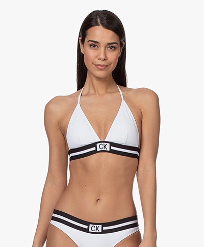 Calvin Klein Triangle Logo Bikini Top - White