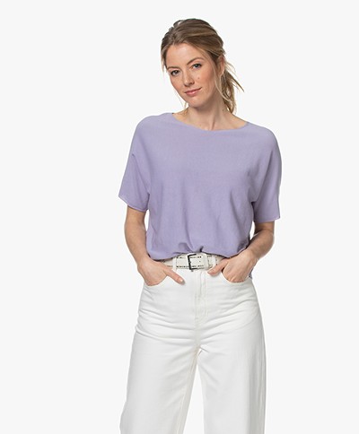 Drykorn Someli Cotton Short Sleeve Sweater - Lilac