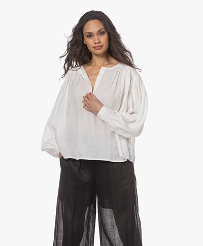 Róhe Sophie Pleated Ramie Blouse - Off-white