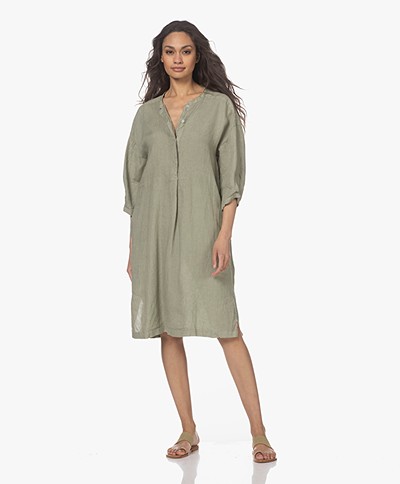 by-bar Mel Knee-length Linen Dress - Olive