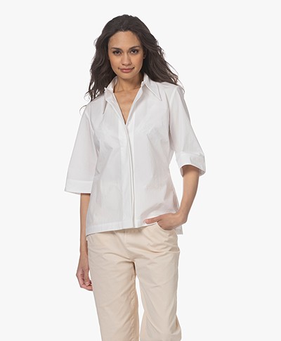 Woman by Earn Pleun Cotton Short Sleeve Shirt - White