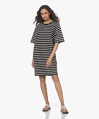 Closed Double-face Striped T-shirt Dress - Black/Ivory