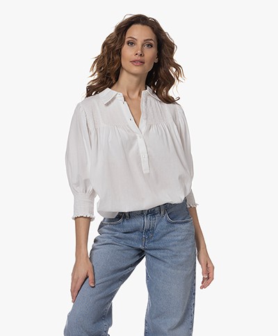MUNTHE Chapter Blouse with Smocked Details - Ivory