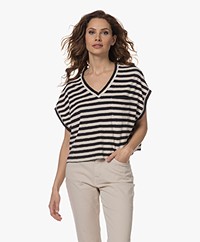 by-bar Tammie Striped Towelling T-shirt - Jet Black