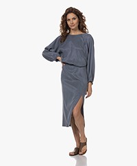 Drykorn Abiva Cupro Blend Dress with Cut-out - Grey-blue
