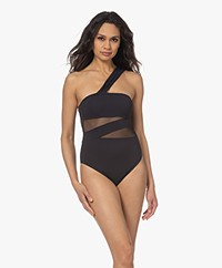 Wolford Cindy Sheer & Opaque Swimsuit - Black
