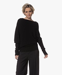Wolford Viscose Knitted Boat Neck Sweater - Black