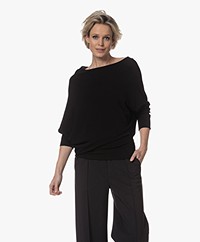 Wolford Viscose Knitted Boat Neck Sweater - Black