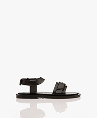 Closed Leather Sandals - Black