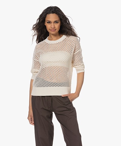 LaSalle Linen blend Mesh Sweater - Natural