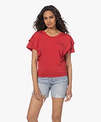 IRO Hevata Lyocell-Zijde T-shirt met Lage Rug - Cardinal Red 